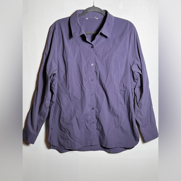 Athleta Tops - Athleta Relaxed Poplin Button Down Shirt Purple sz Large EUC
